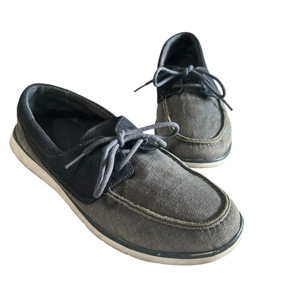 Ugg Mens Sz 10 Canvas Suede Gray Loafers Moc Boat Shoes Lightweight 1006693